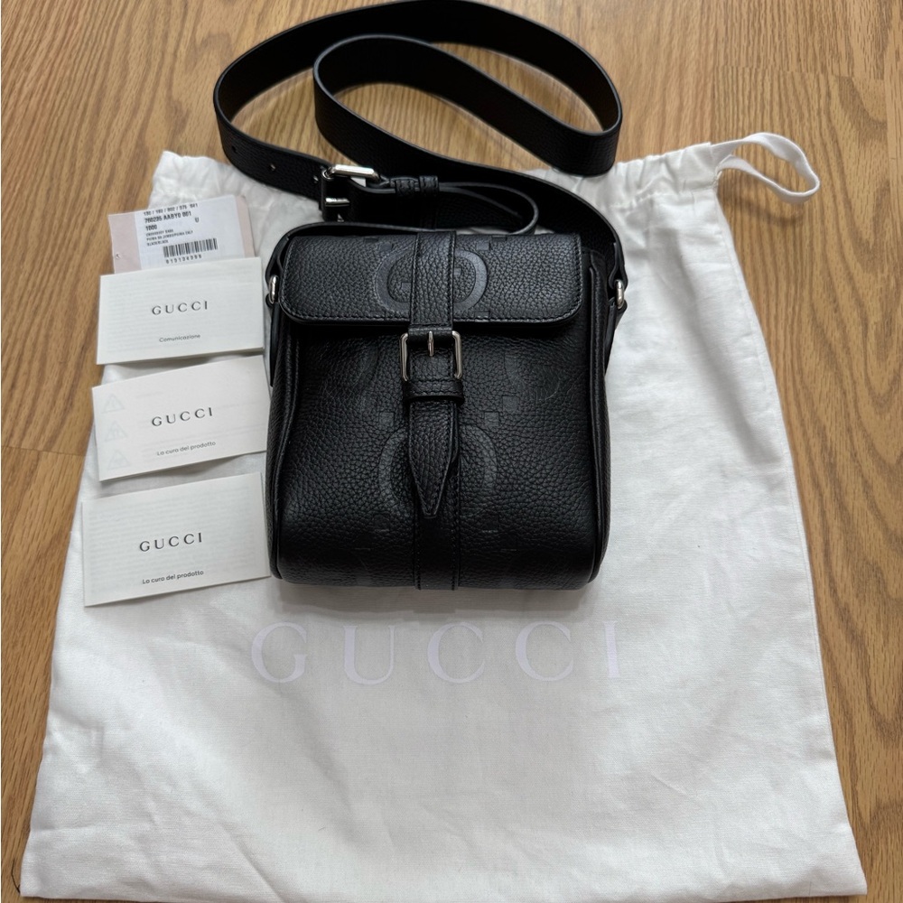 GUCCI Shoulder Bag Jumbo GG Leather Small Messenger Bag